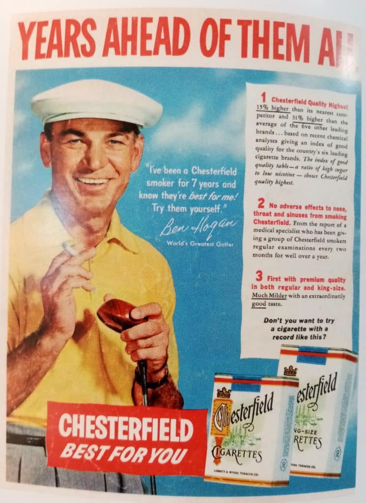 Vintage Ads Number 1: Ben Hogan Chesterfield Ad